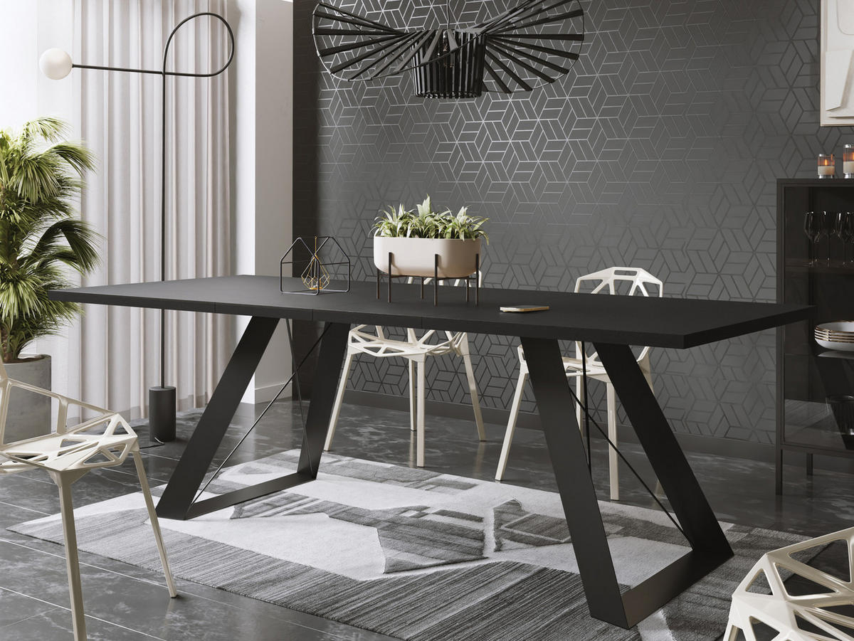ESSTISCH Colter rechteckig ausziehbar, Schwarz 140-240/80/76 cm - Schwarz, Holzwerkstoff/Metall (140/80/76cm) - WFL GROUP