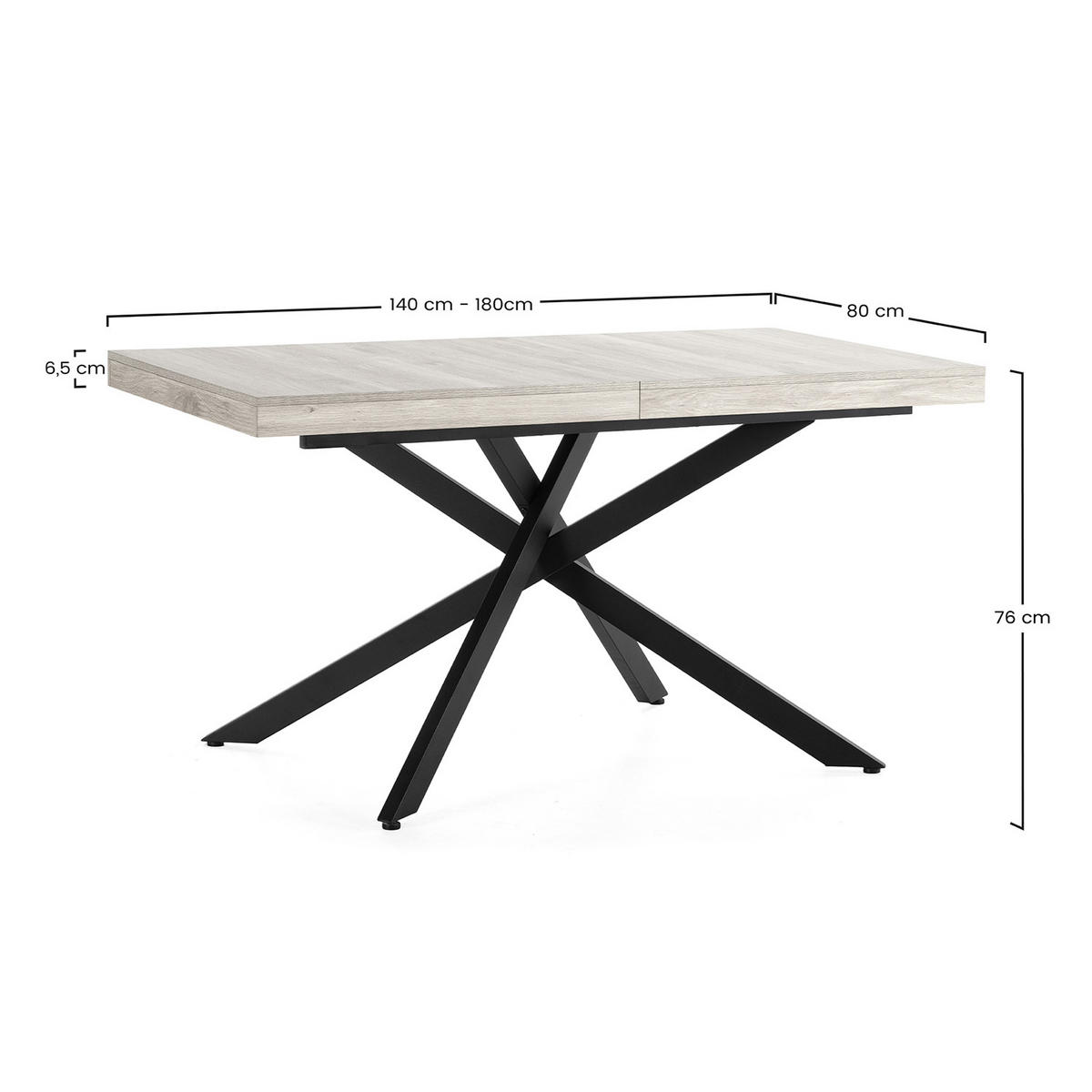 ESSTISCH Palermo Farbe Eiche, 140-180 cm - Eichefarben, Holzwerkstoff (80/140/75cm) - VS Venta-stock