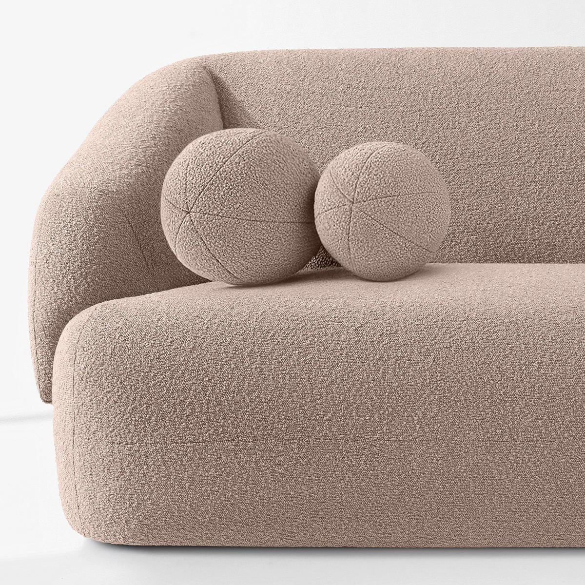 EINZELSOFA VIRA, Rosa, Bouclé - Pink/Schwarz, Holz/Holzwerkstoff (210/84/100cm) - KONSIMO®