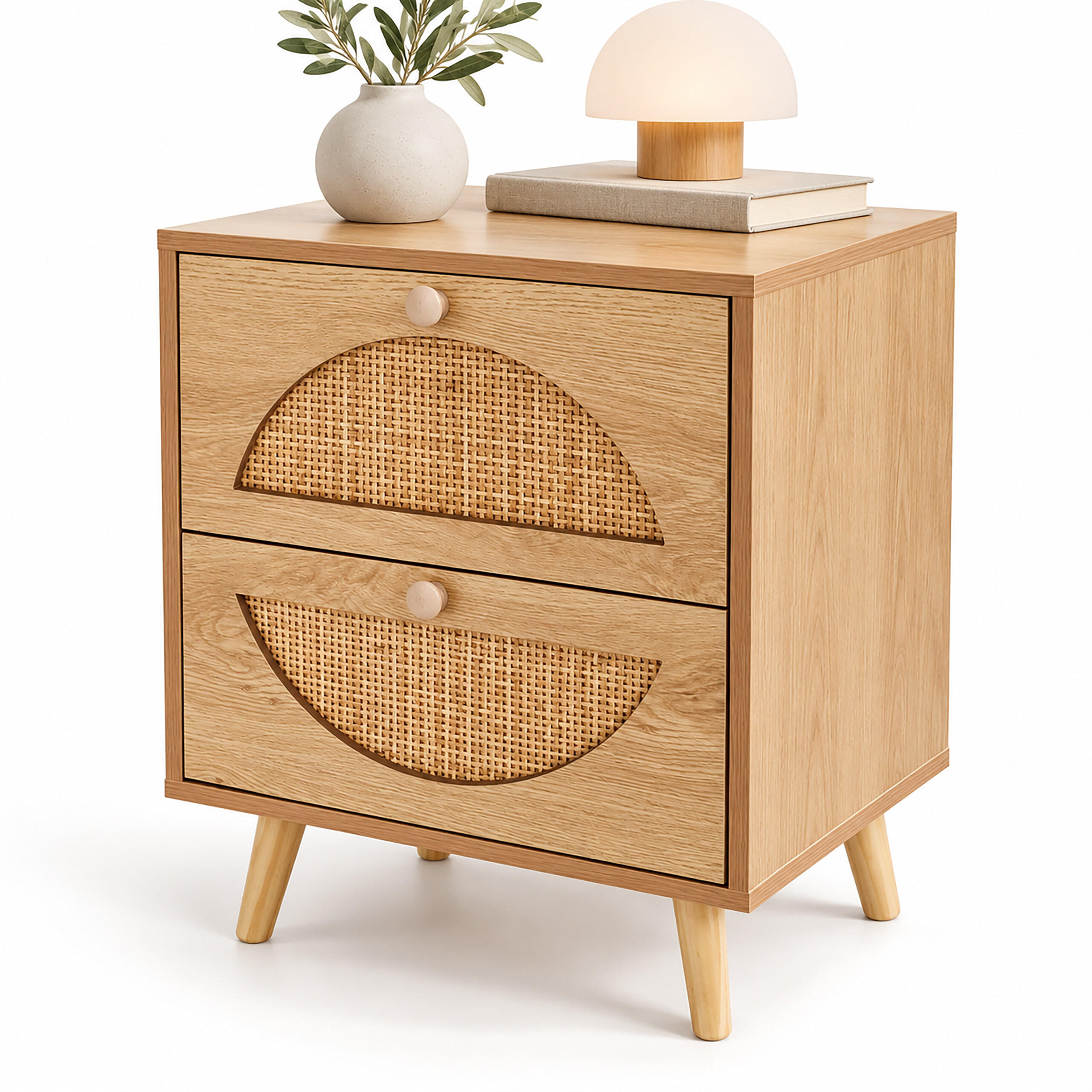 Relaxdays KOMODKA přírodní ratan 2 zásuvky