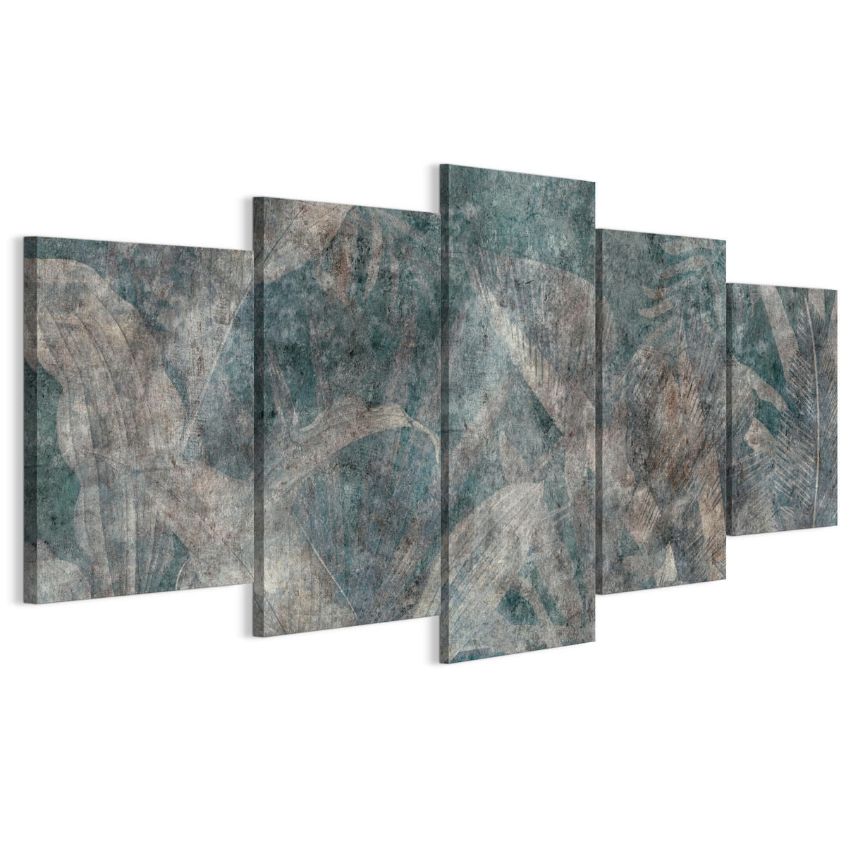 LEINWANDBILD Blätter 5-tlg. 100x50 cm - Multicolor, Holz (100/50cm) - LUMASOUL