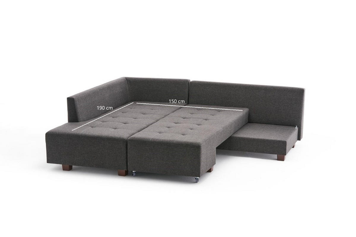ECKSOFA mit rollbarer Schlaffunktion - Anthrazit/Walnussfarben, Holzwerkstoff/Kunststoff (280/206cm) - myHomelando