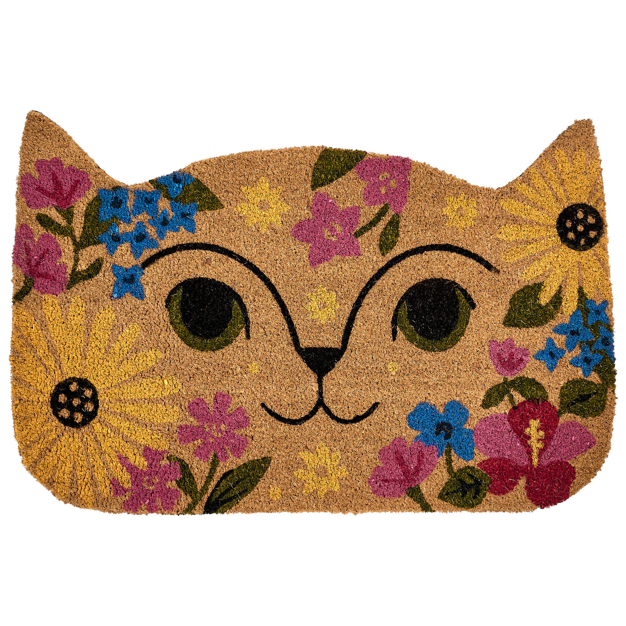 FUSSMATTE Bunt 60/90 cm Katze Kokosfasern Caliraya - Multicolor, Textil (60/90cm) - Beliani