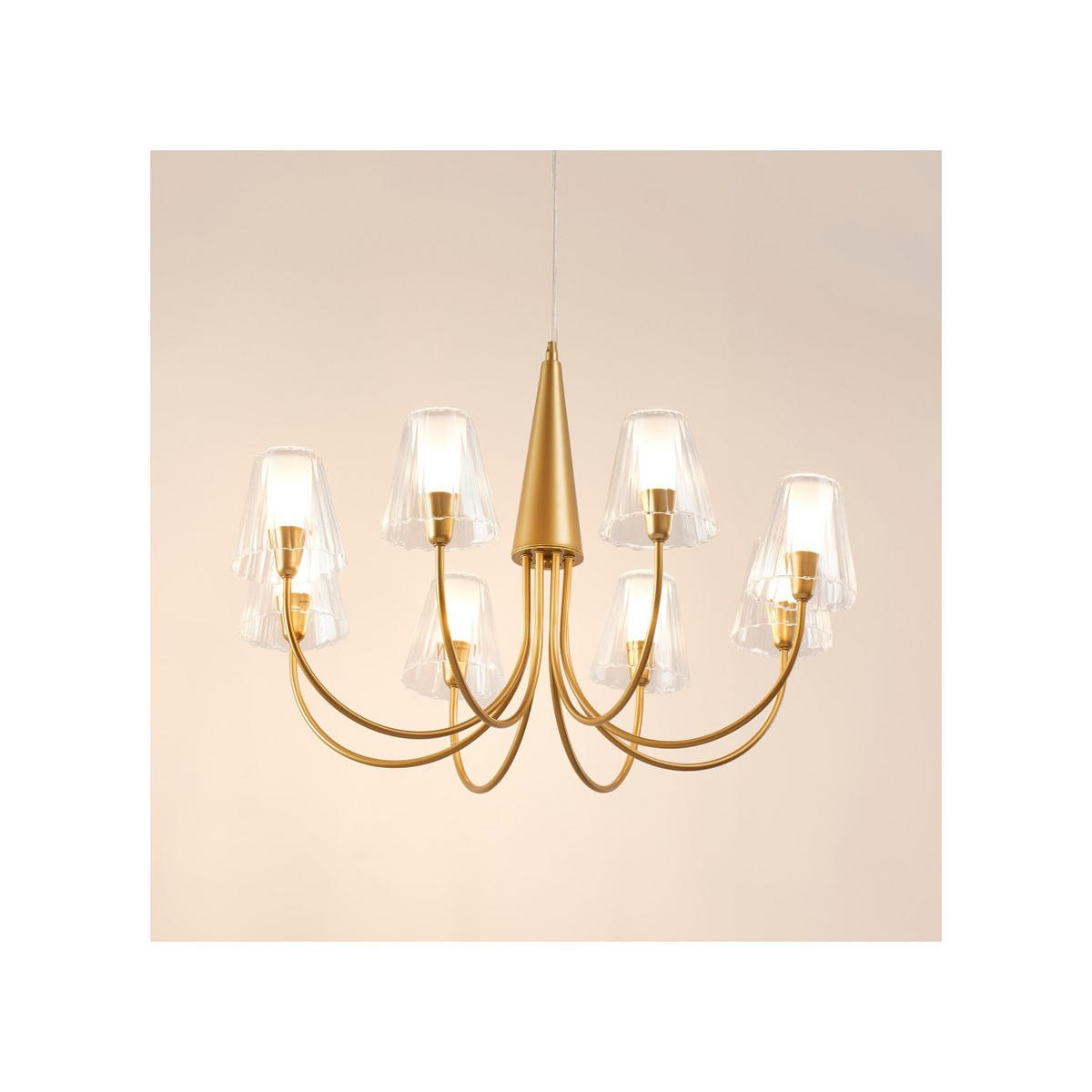 HÄNGELEUCHTE Cerenova, Transparent und goldfarben, 49cm - Transparent, Glas (49/76/49cm) - KOSILUM