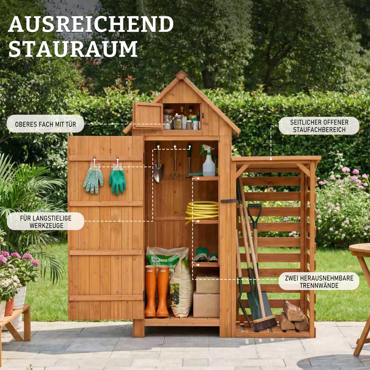 GERÄTESCHUPPEN ,SS03 - Eichefarben, Holz (54.3/179/136cm)