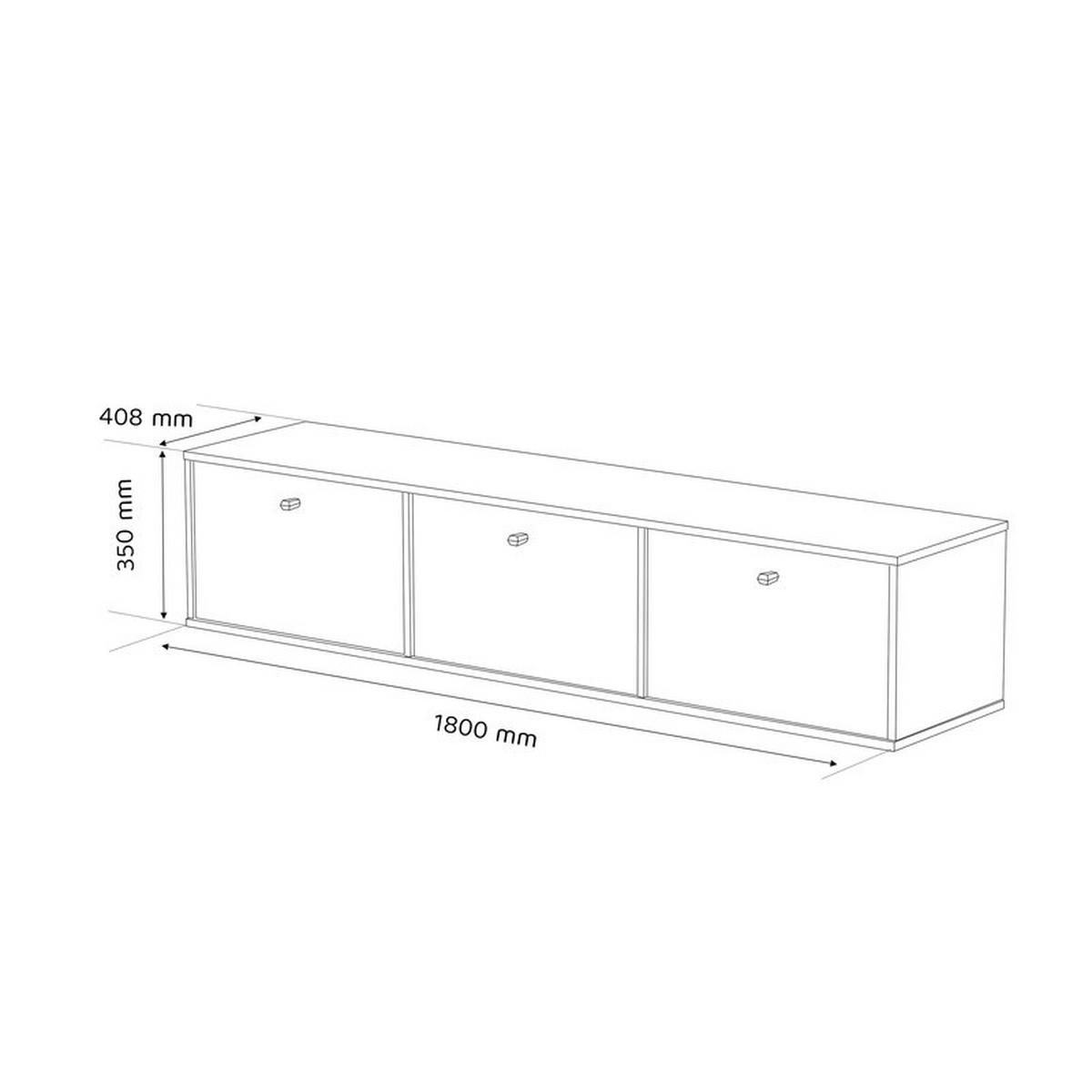 TV-LOWBOARD FLOW 180 cm, hängend, Schwarz - Schwarz, Holzwerkstoff/Metall (180/35/40.5cm) - Idohome