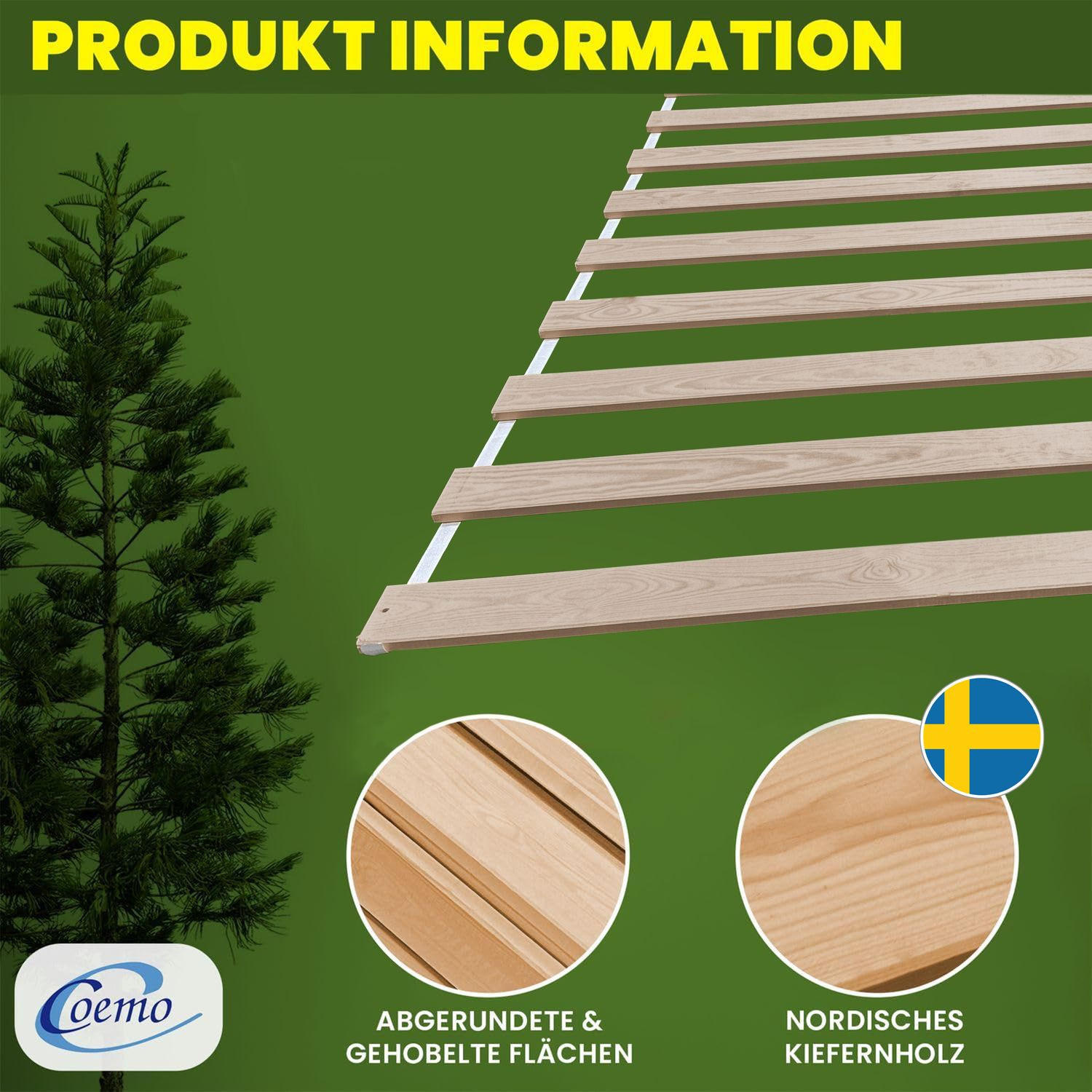 ROLLROST VENO Lattenrost Massivholz 70x200 cm - Naturfarben, Holz (70/200cm) - Coemo