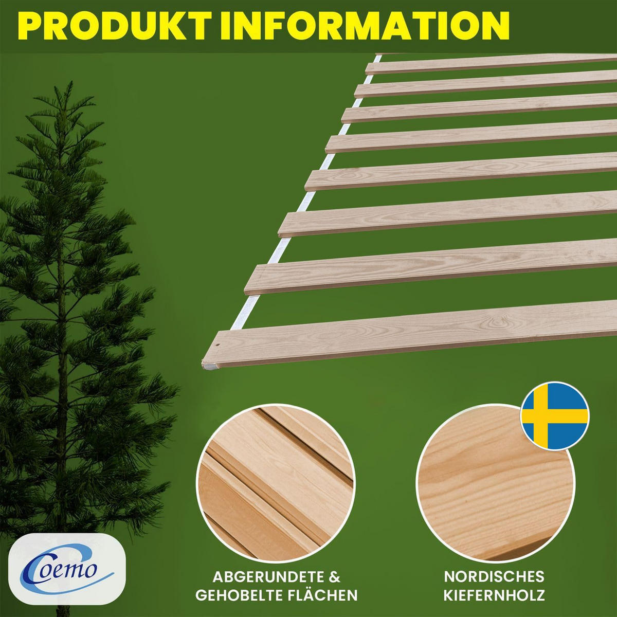 ROLLROST VENO Lattenrost Massivholz 80x200 cm - Naturfarben, Holz (80/200cm) - Coemo