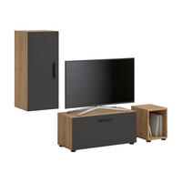 WOHNWAND Primo 3 tlg. (B/H/T: ca. 75/34/34 cm) in Artisan Oak Nachbildung/Basalt grau - Eiche Artisan, Holzwerkstoff (75/34/34cm)