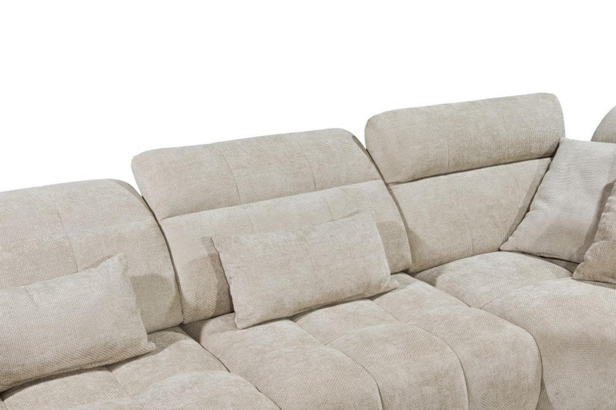 ECKSOFA mit verstellbaren Kopflehnen und Nosagfederung - Beige, Textil (285/339cm) - ed exciting design