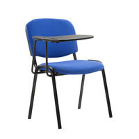BESUCHERSTUHL Keen, Stoffbezug mit Klapptisch - Gestell Schwarz / Bezug Blau - Blau/Schwarz, Textil/Metall (53/81/53cm) - TPFLiving