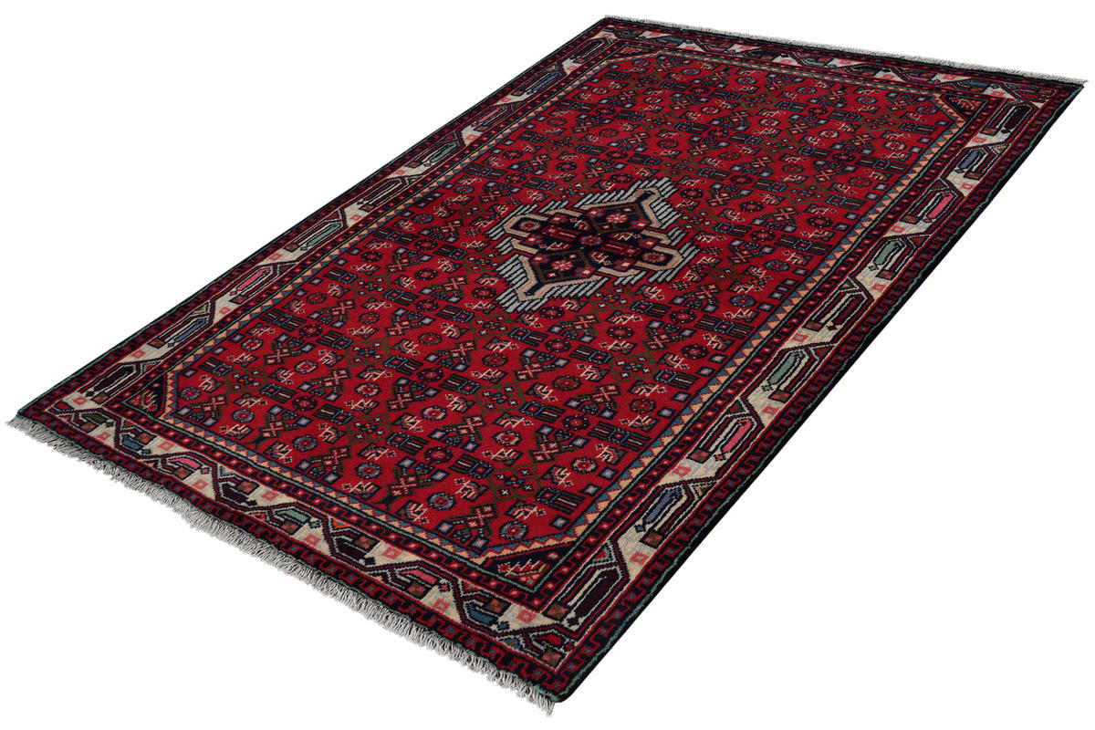 ORIENTTEPPICH handgeknüpft Assadabad Rot 153/100 cm Schurwolle - Rot, Textil (100/153cm) - Looma