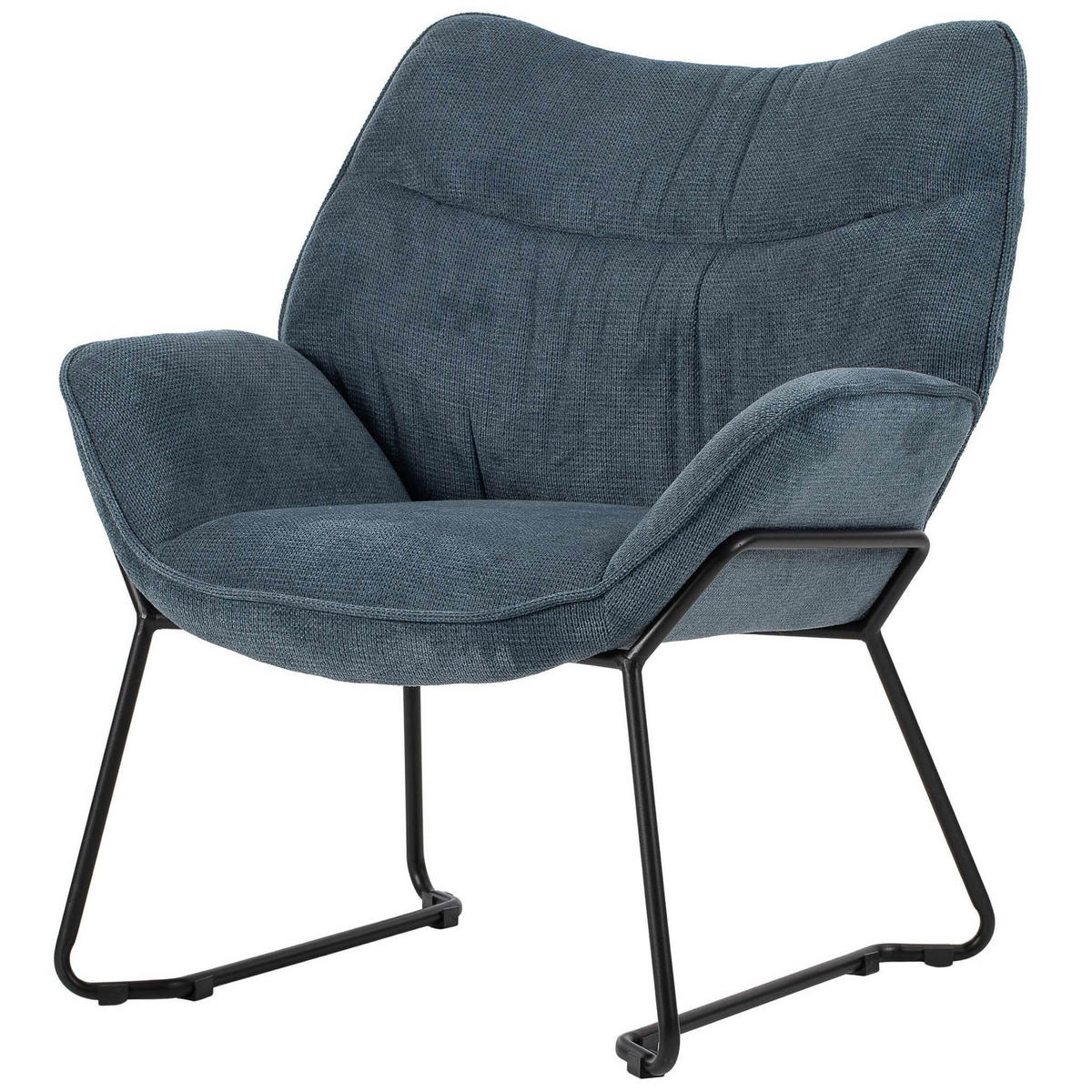 MÖBELSET Couchtisch Fermo, 2er Set Sessel Aliano blau - Blau/Schwarz, Holz/Textil (58/45/58cm) - bene living