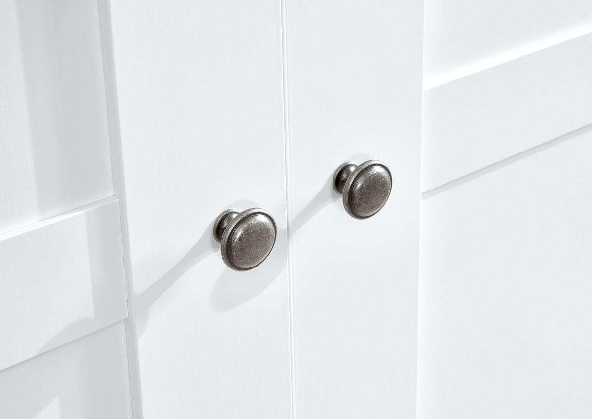 KLEIDERSCHRANK Chalet in Weiß - Drehtürenschrank 180 cm (ohne Spiegel) - Silberfarben/Weiß, Holzwerkstoff (180/210/58cm)