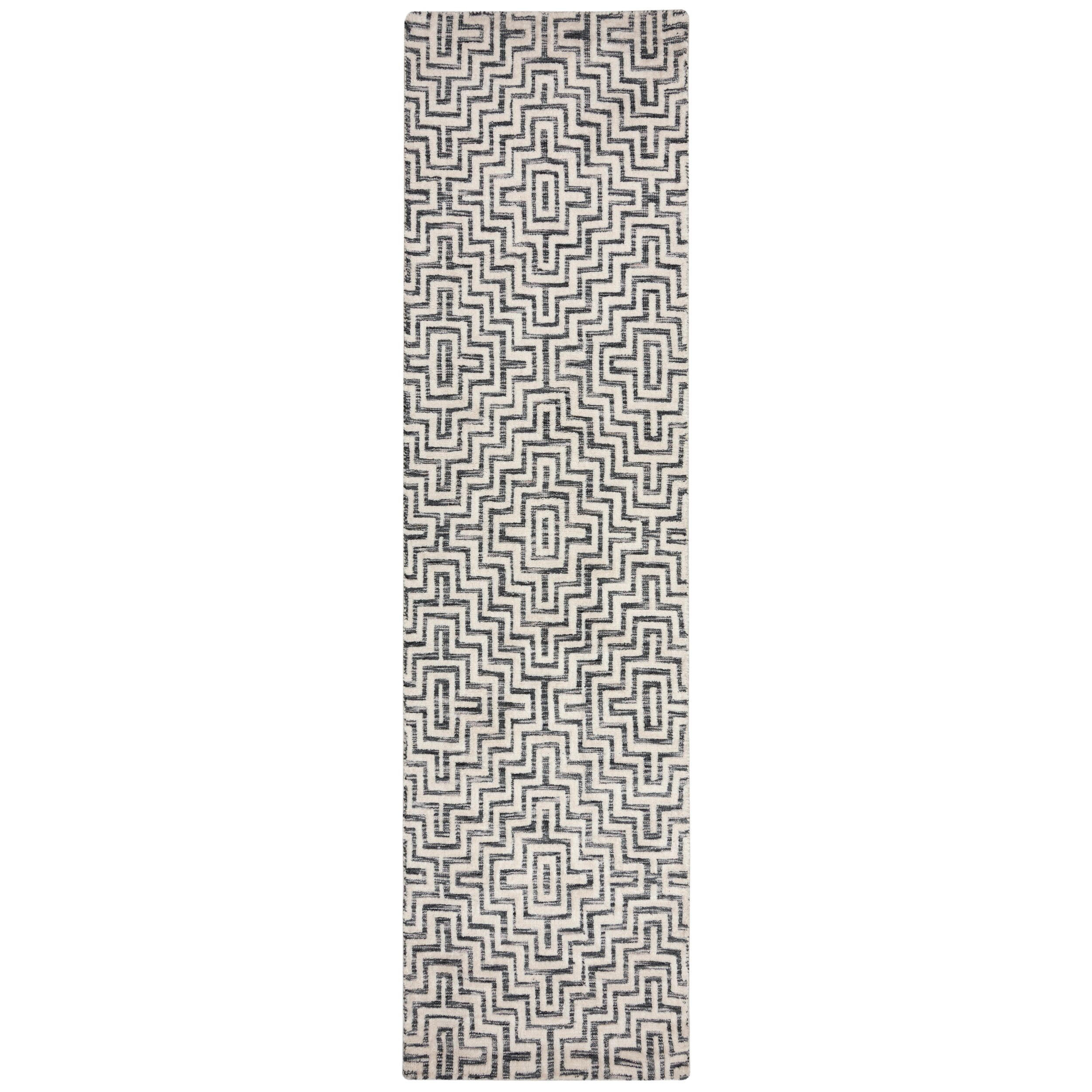 TEPPICH Kurzflor Zickzack Muster, Geometrisch, Wohnzimmer Grau Läufer 80x300 - Grau, Textil (80/300cm) - KADIMA DESIGN