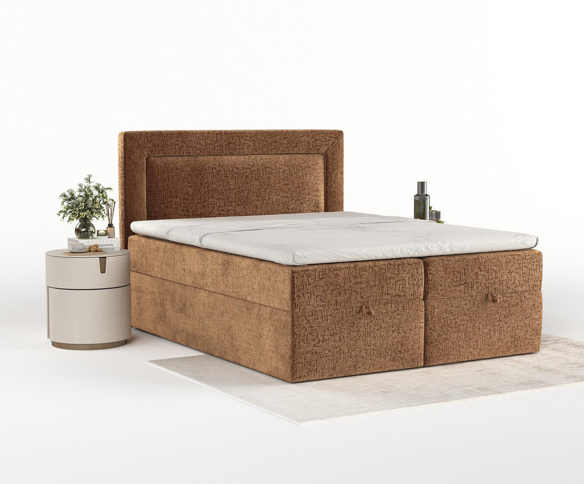 BOXBETT Palmera Dunkelorange 160/200 cm - Dunkelorange/Schwarz, Holz/Holzwerkstoff (160/200cm) - Maison de Reve