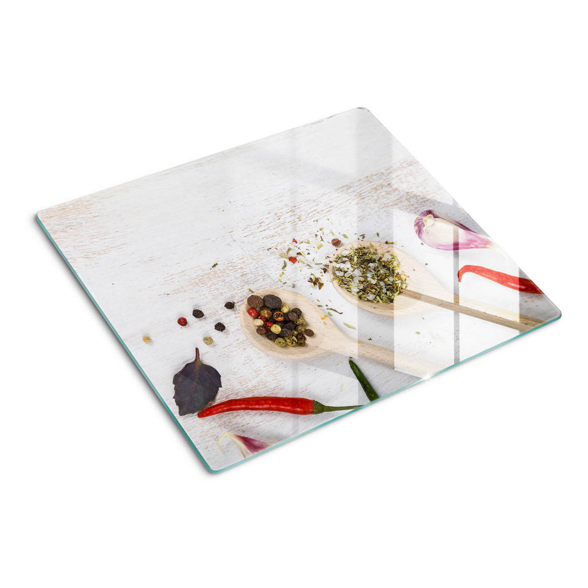GLASPLATTE 60x52 cm Gemüse und Gewürze - Beige, Glas (60/0.4/52cm) - TULUP