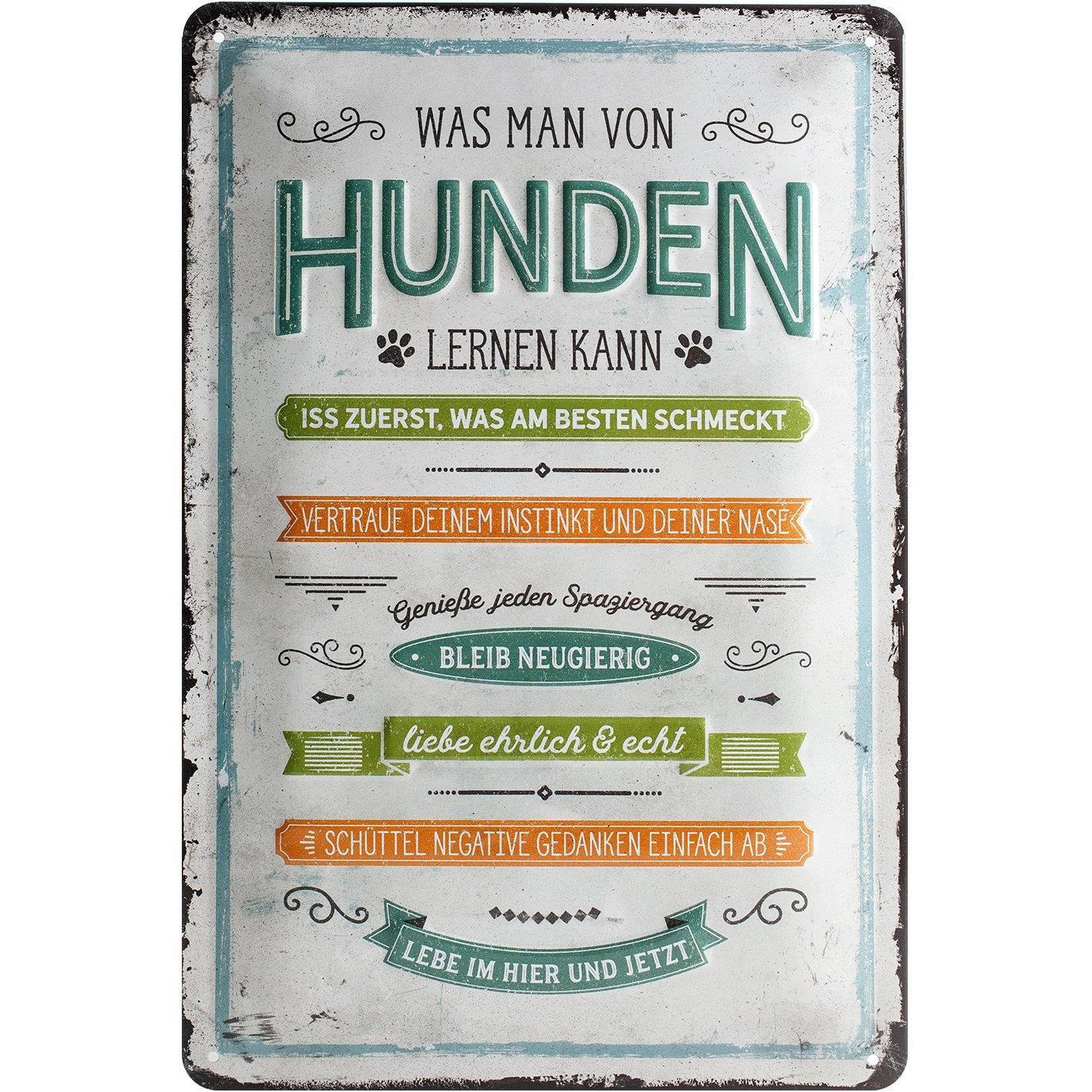 BLECHSCHILD 20/30 cm PfotenSchild Was man von Hunden lernen kann - Multicolor, Metall (20/30cm) - Nostalgic-Art