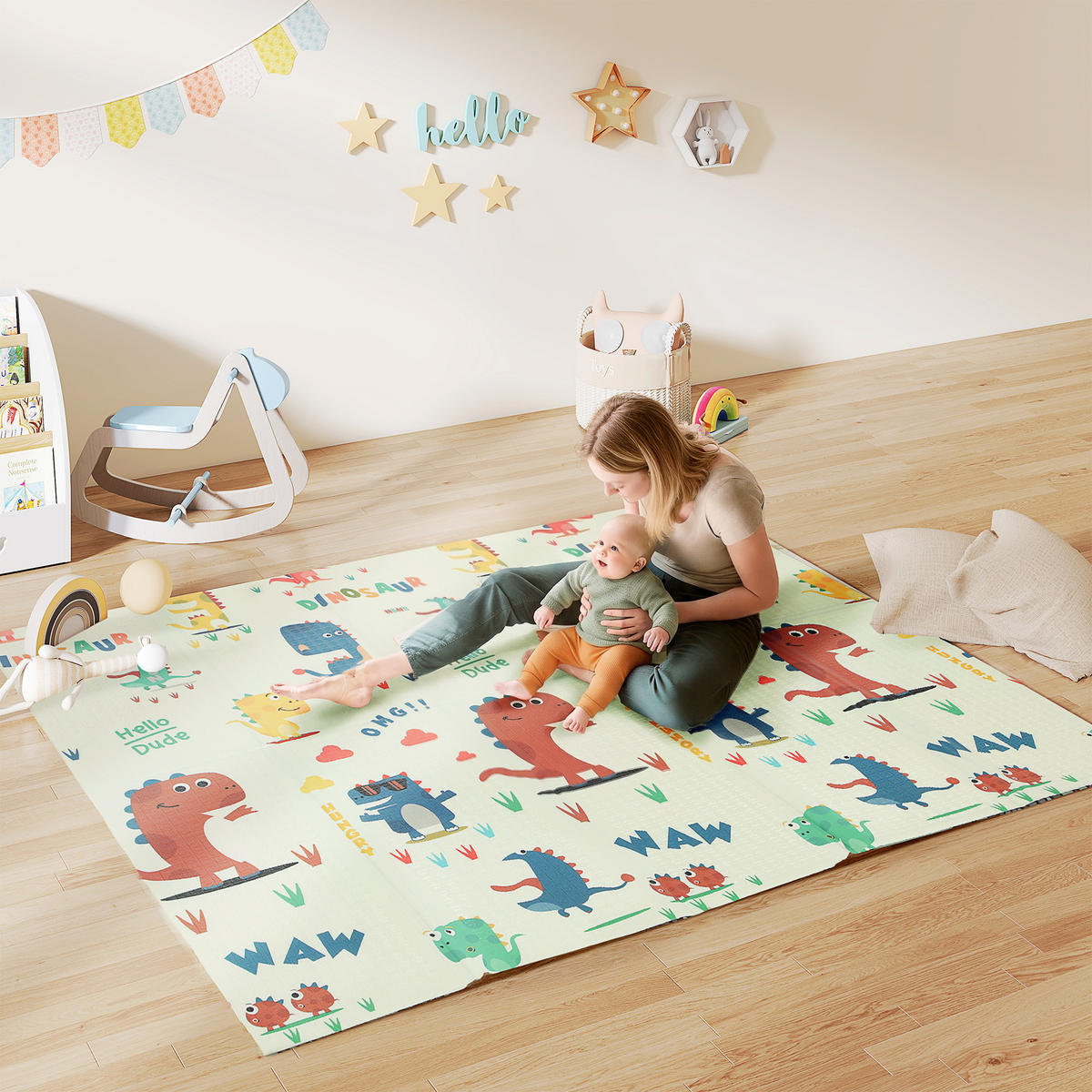 SPIELMATTE DE-18928 faltbarer Laufstall, 196x176 cm Multicolor - Multicolor, Kunststoff (176/196cm) - ComfortXL