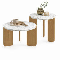 COUCHTISCH-SET aus MDF 70x70x35 cm Weiß und Holzfarbe im 2er-Set - Naturfarben, Holzwerkstoff (70/70/35cm) - IVMEU