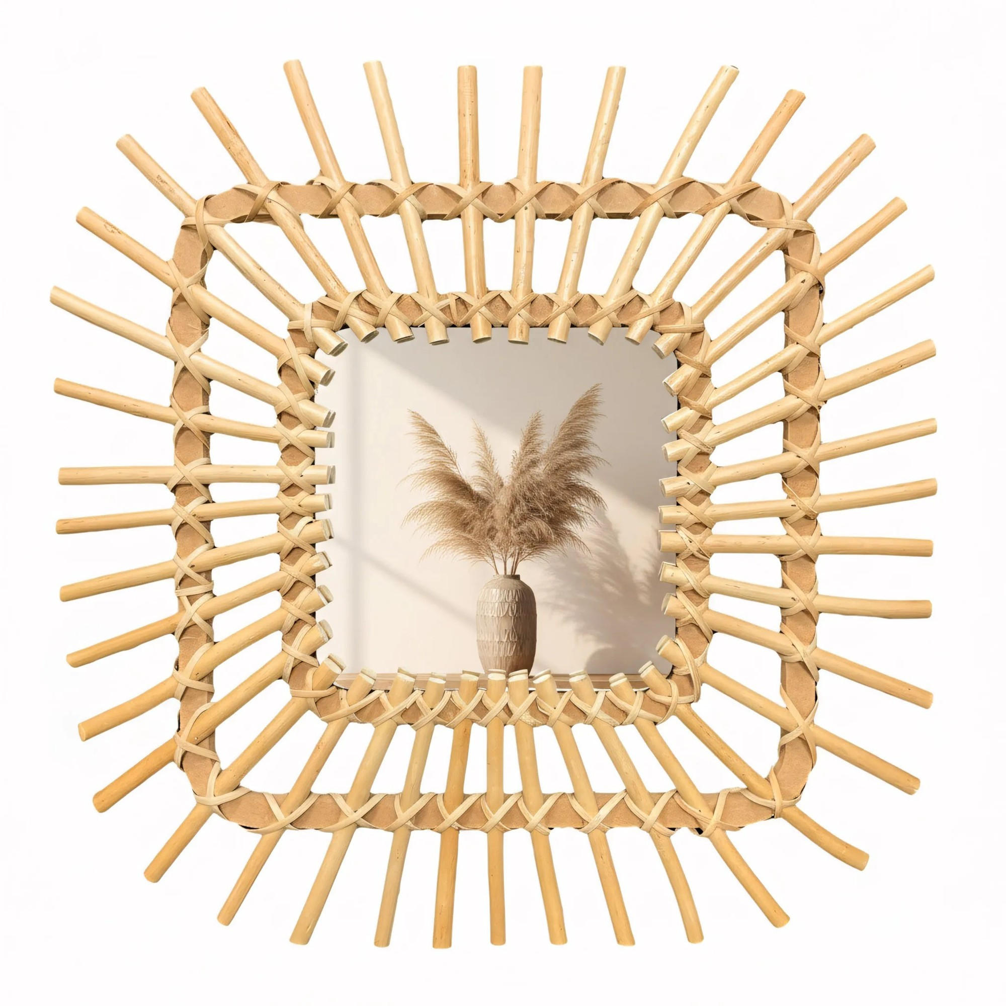 REA Boho-Wandspiegel Beige 45x2.5x45 cm