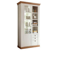 VITRINE weiß Pinie, Eiche Wotan 102 x 200 cm, Vitrinenschrank mit 10 Fächern - Silberfarben/Eiche Wotan, Glas/Holzwerkstoff (102/204/44cm) - Furn.Design