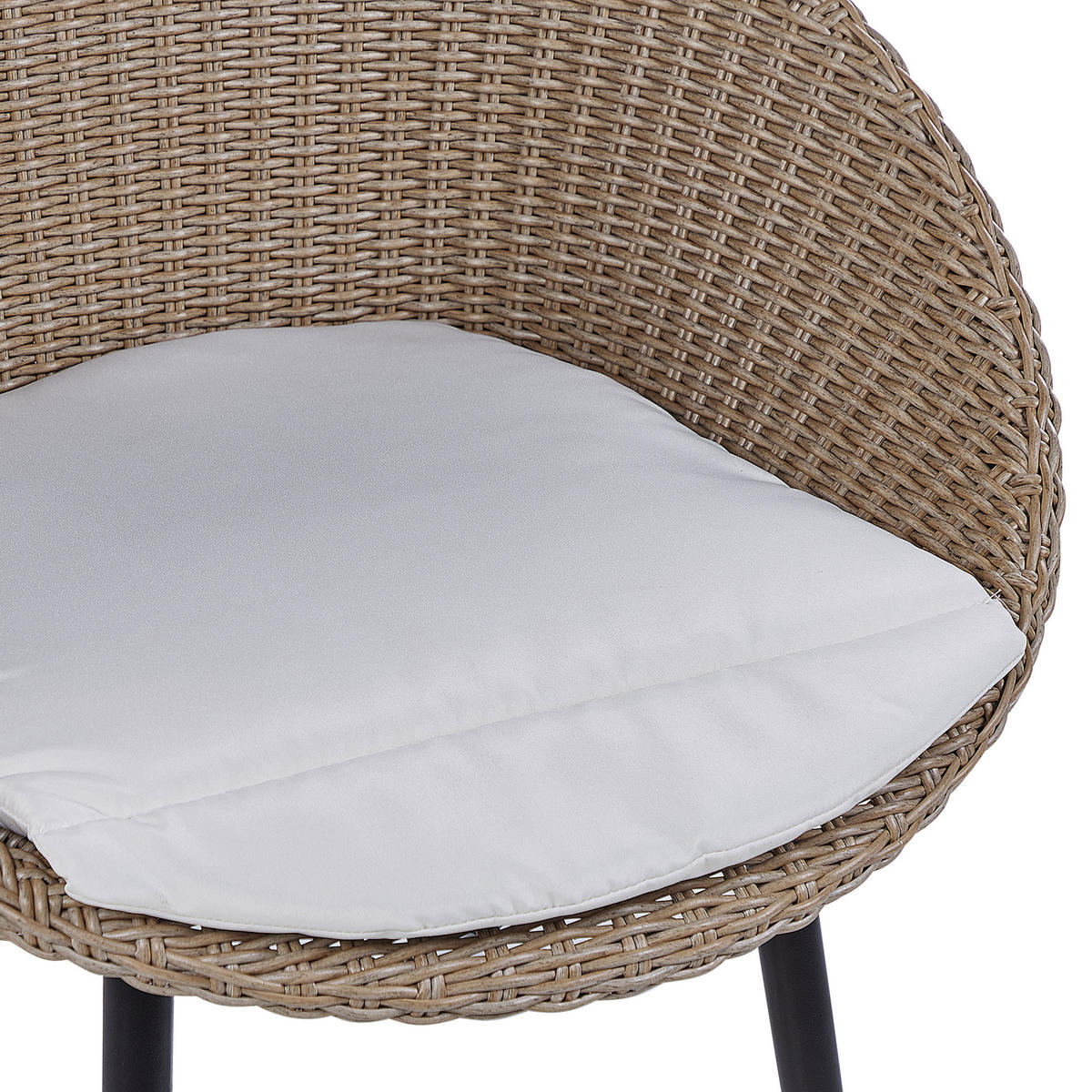 BALKONSET 2-Sitzer Rattan natürlich Auflagen hellbeige Ortigia - Beige/Schwarz, Kunststoff - Beliani
