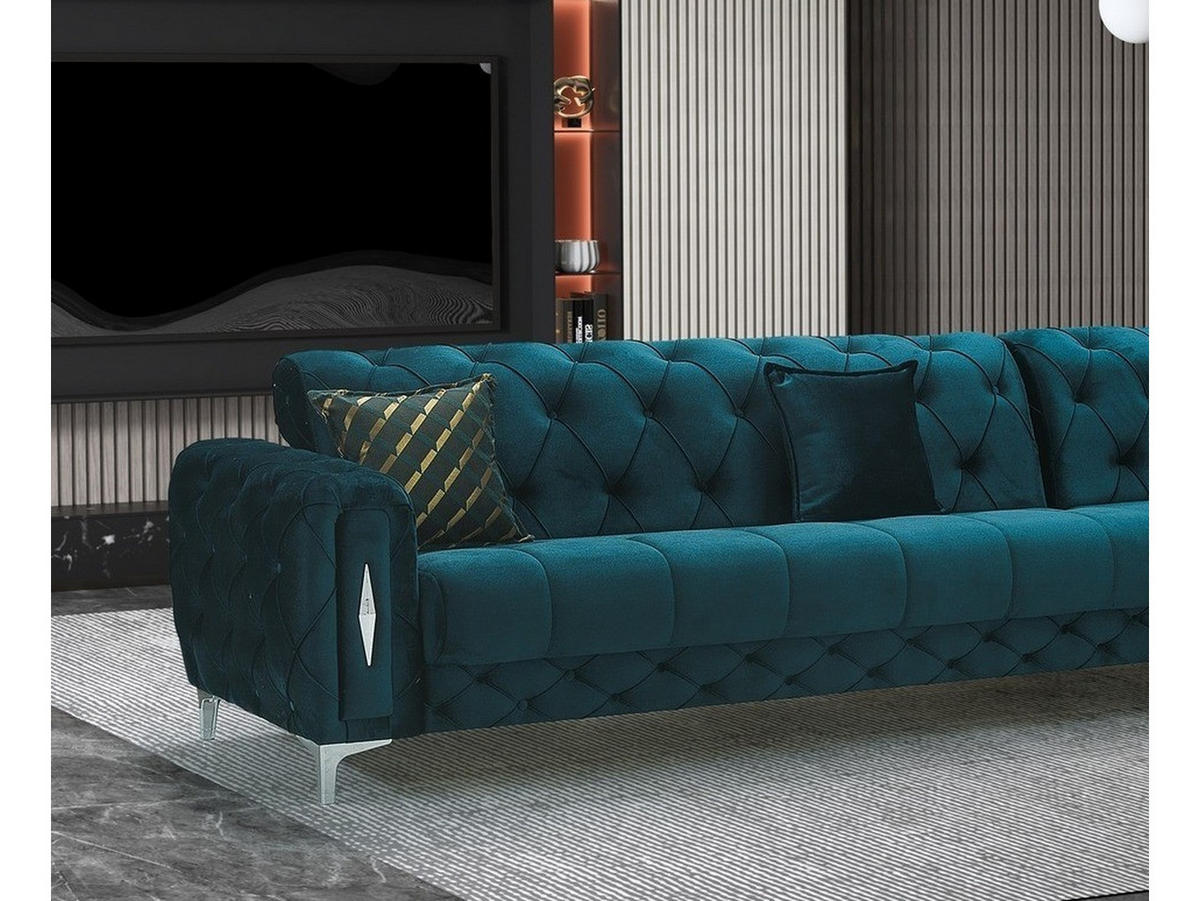 ECKSCHLAFSOFA Patna Grün - Langer Schenkel Links - Grün, Holzwerkstoff/Kunststoff (315/245cm)