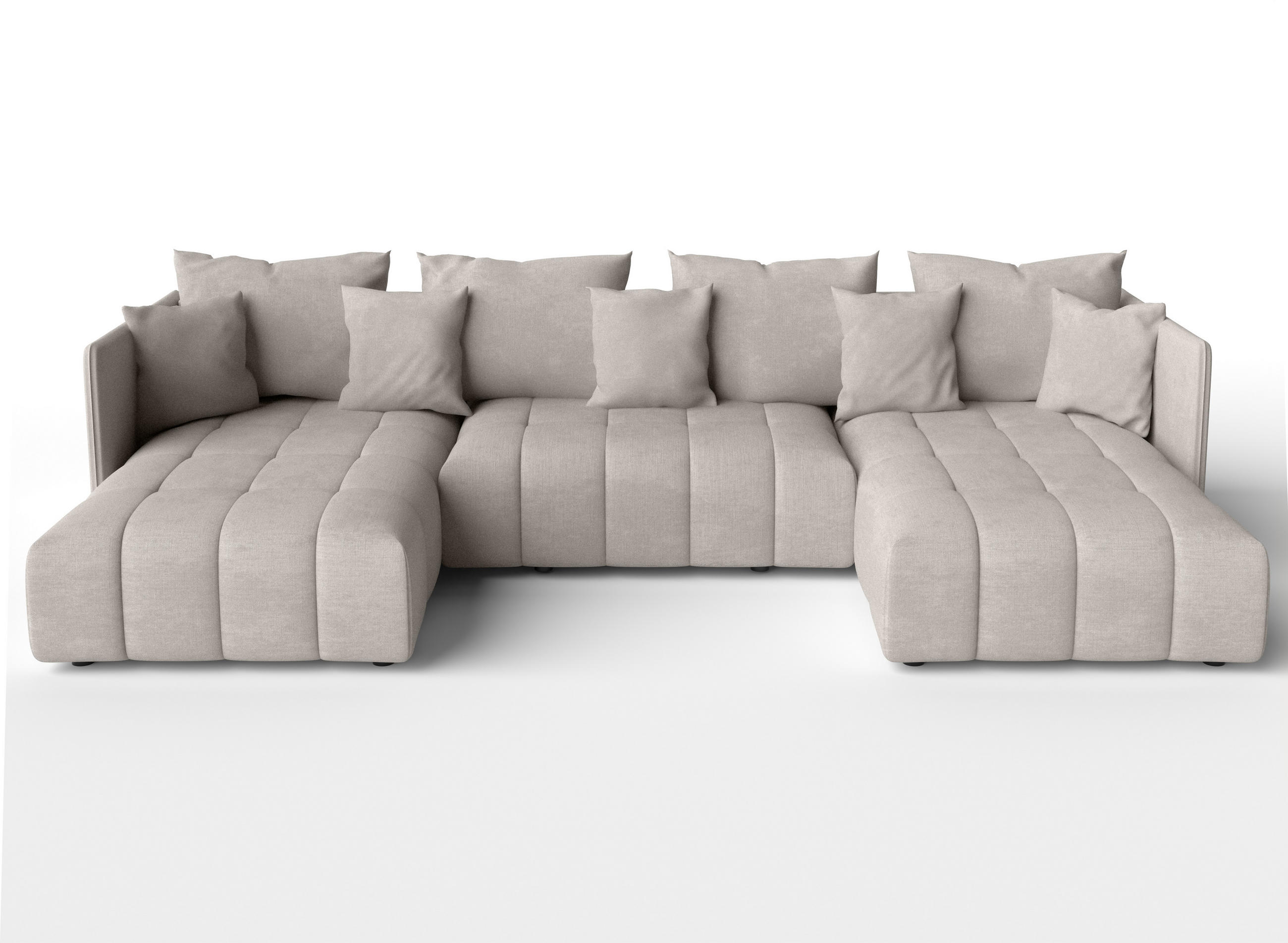 WOHNLANDSCHAFT Mersino Beige 353/180/83 cm – Wohnlandschaft fürs Wohnzimmer - Beige/Schwarz, Kunststoff/Textil (353/83/180cm) - AX Living