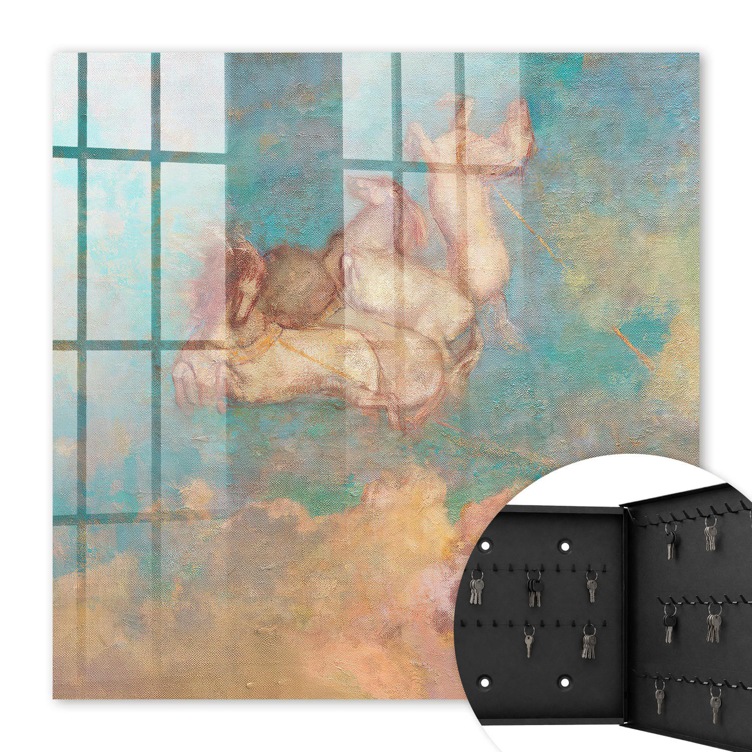 SCHLÜSSELBOX Schwarz 30x30 cm- Türöffnung nach rechts - Ein Traum wird wahr - Türkis, Metall (30/30/5cm) - TULUP