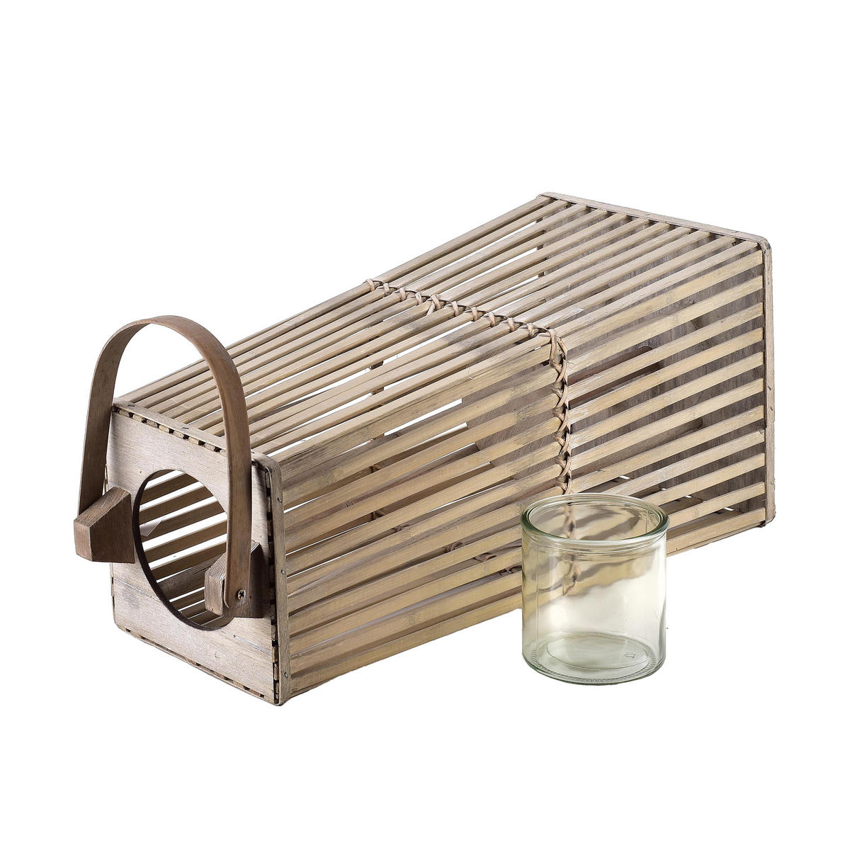 WINDLICHT Lucie Grey Grau 23xH48cm Weide Holz - Grau, Naturmaterialen/Holz (23/48/23cm) - Mondex