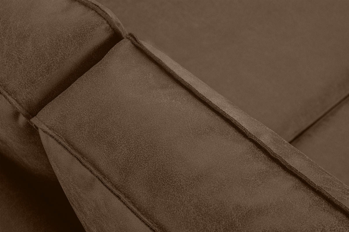 2-SITZER-SOFA INVIA Klassische-Stil mit Armlehnen, Lederoptik-Stoff, dunkelbraun - Dunkelbraun/Schwarz, Textil (164/87/98cm) - KONSIMO®