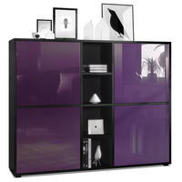 HIGHBOARD Cuba Türen in Brombeer Hochglanz - Brombeere, Holzwerkstoff (130.5/105.5/35.5cm) - Vladon