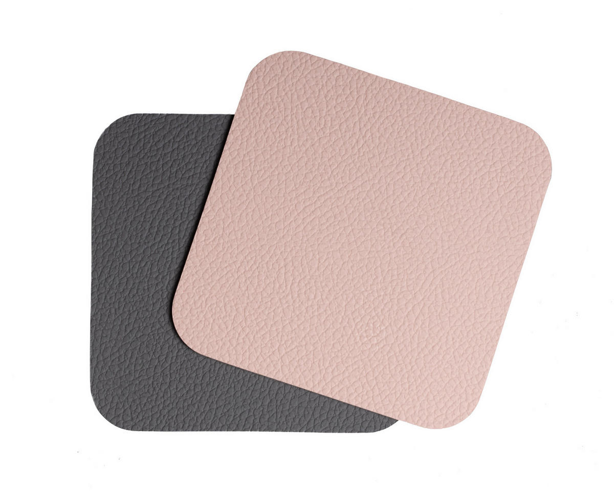 UNTERSETZER - Veganes Leder - Grau / Rosa - doppelseitig - 10 x 10 cm - 6 Stück - Pink, Kunststoff (10/10cm) - Cookinglife