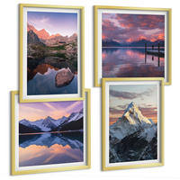 BILDER SET 4er Set - 50x50 cm & 40x60 cm Goldrahmen - Berglandschaften im Hintergrund - Goldfarben, Kunststoff (50/50cm) - TULUP