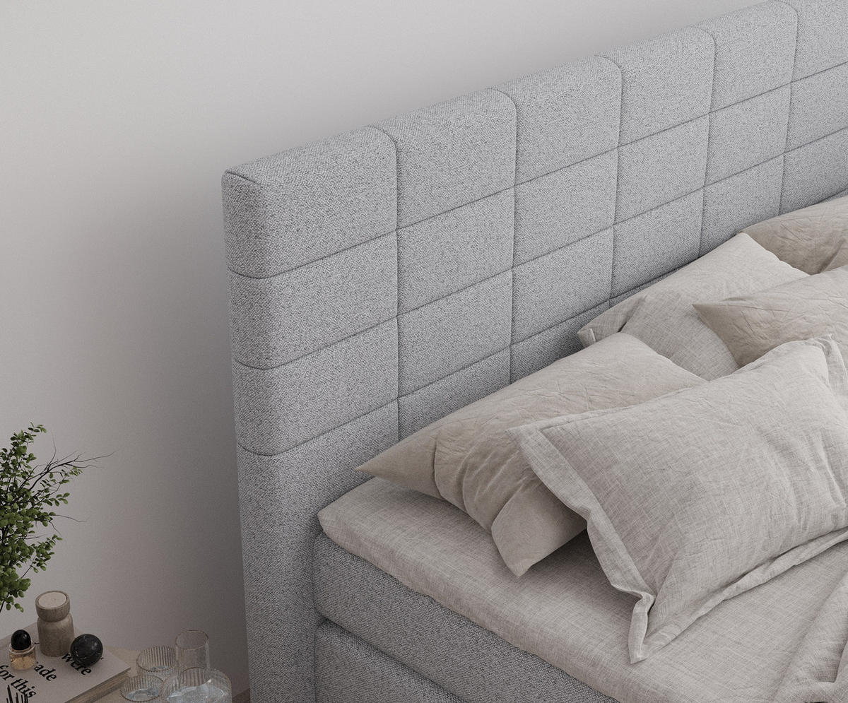 BOXSPRINGBETT Ava Hellgrau 200/200 cm - Hellgrau/Schwarz, Holz/Holzwerkstoff (200/200cm) - Maison de Reve