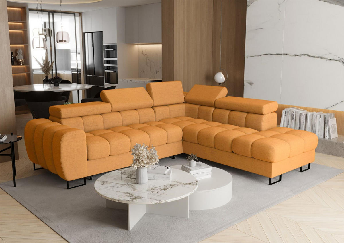 ECKSOFA Bastien Max Mit Schlaffunktion - Gelb, Holzwerkstoff/Textil (260/225cm) - Fun Möbel