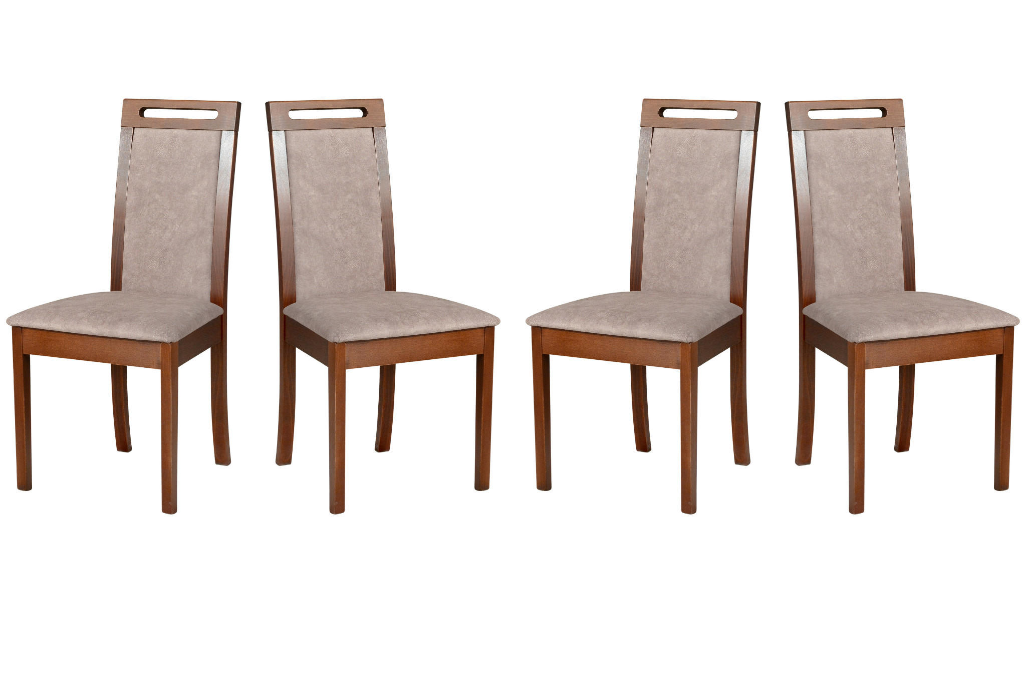 ESSZIMMERSTUHL - Set 4x Roma 6, nussbaum, dora 22  - Beige/Nussbaumfarben, Holz (45/96/41cm) - Leaf Design