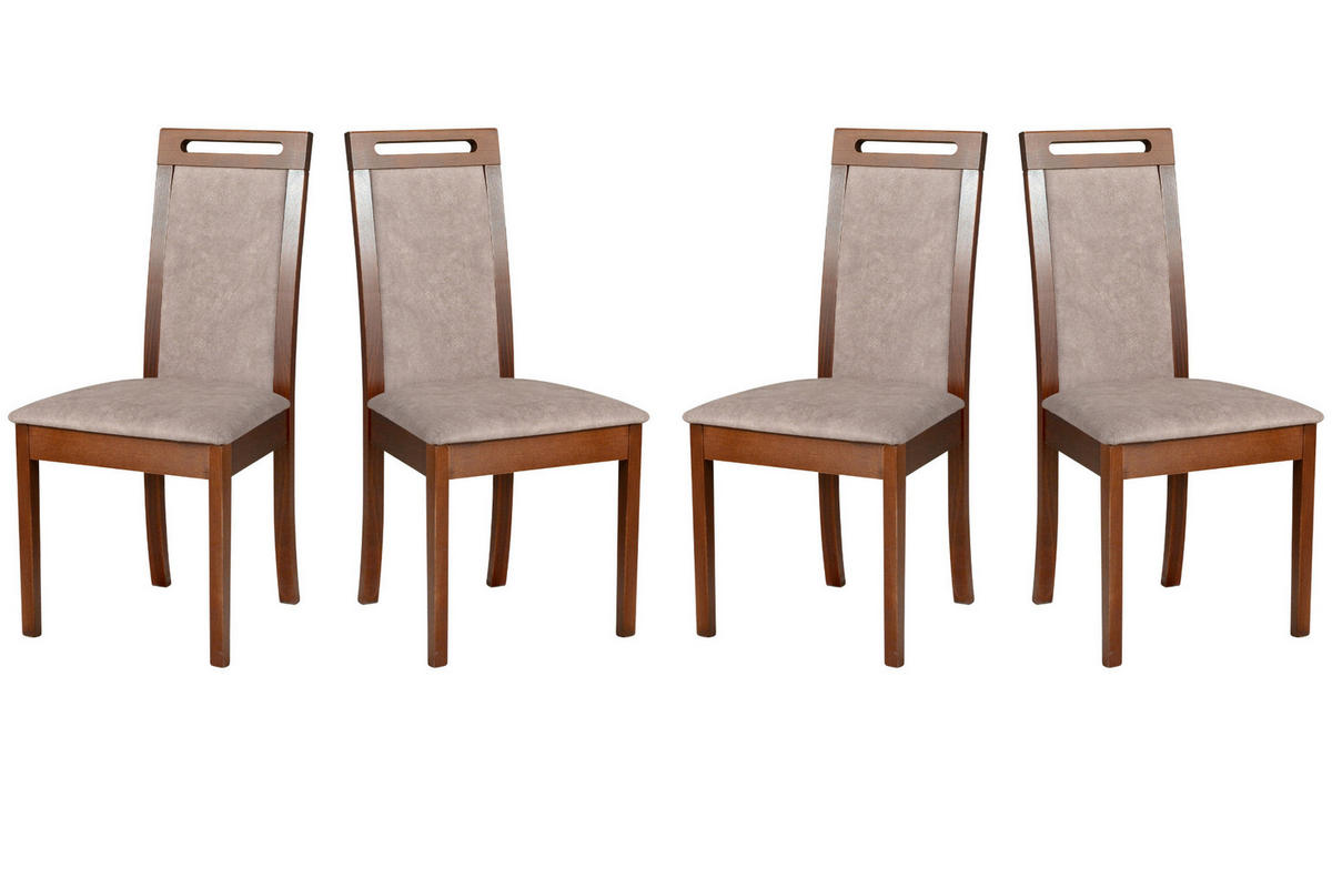 ESSZIMMERSTUHL - Set 4x Roma 6, nussbaum, dora 22  - Beige/Nussbaumfarben, Holz (45/96/41cm) - Leaf Design