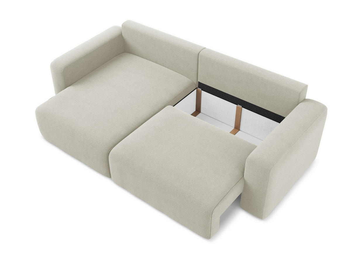 ECKSOFA mit Schlaffunktion links Strukturstoff Stoff Beige - Beige/Creme, Kunststoff/Textil (149/244cm) - Makamii