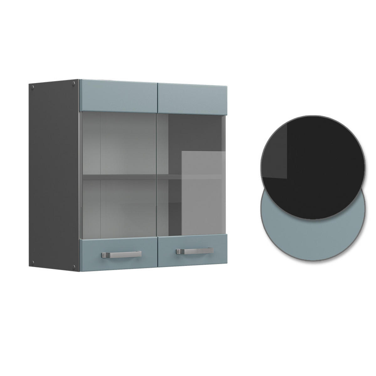 KÜCHENGLASSCHRANK R-Line Blau-Grau 60 cm - Anthrazit/Blaugrau, Holzwerkstoff (60/60/31cm) - Vicco