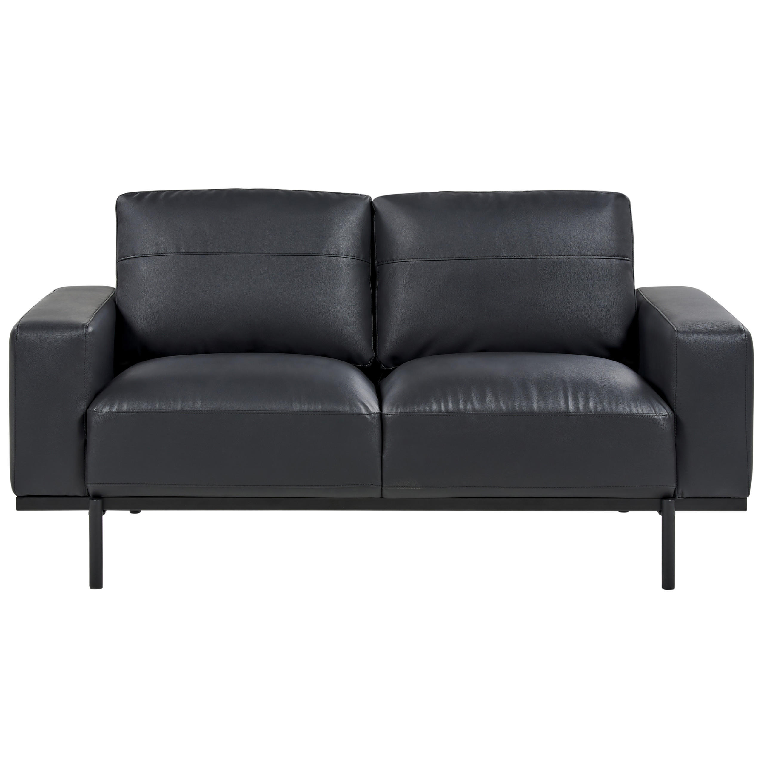 2-SITZER-SOFA Kunstleder schwarz Sovik - Schwarz, Kunststoff/Textil (156/72/87cm) - Beliani
