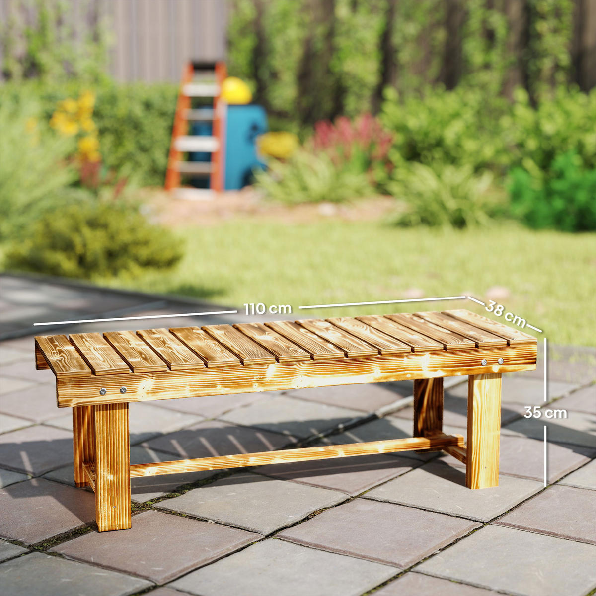 GARTENBANK,2-SITZER rustikal,dunkelbraun - Beige, Holz (110/35/38cm) - Vallsero