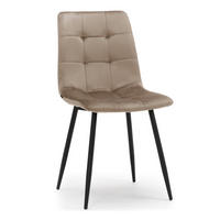 STUHL PARMA gepolsterter mit Steppung - dunkelbeige - Samt Velour - Beige/Schwarz, Textil/Metall (44/89/45cm) - NEW HOME