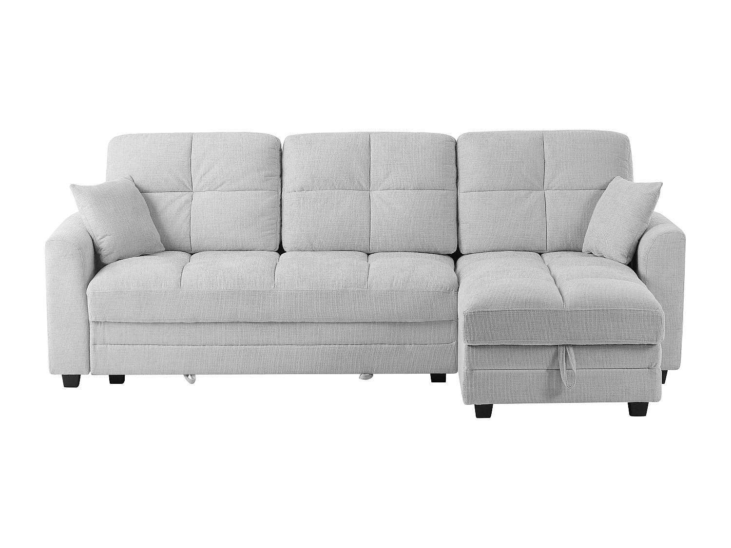 SCHLAFSOFA - 4 Personen - Stoff - Hellgrau - - Hellgrau, Textil (260/98/155cm) - Vente-Unique