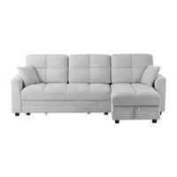 SCHLAFSOFA - 4 Personen - Stoff - Hellgrau - - Hellgrau, Textil (260/98/155cm) - Vente-Unique