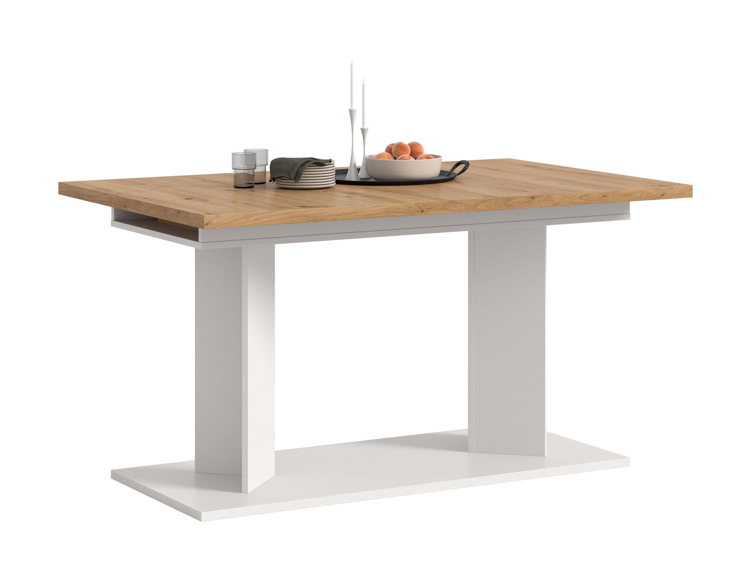 ESSTISCH Gunnar (B/H/T: ca. 220/76/100 cm) in weiß/Artisan Eiche Nachbildung - Weiß, Holzwerkstoff (100/220/76cm)