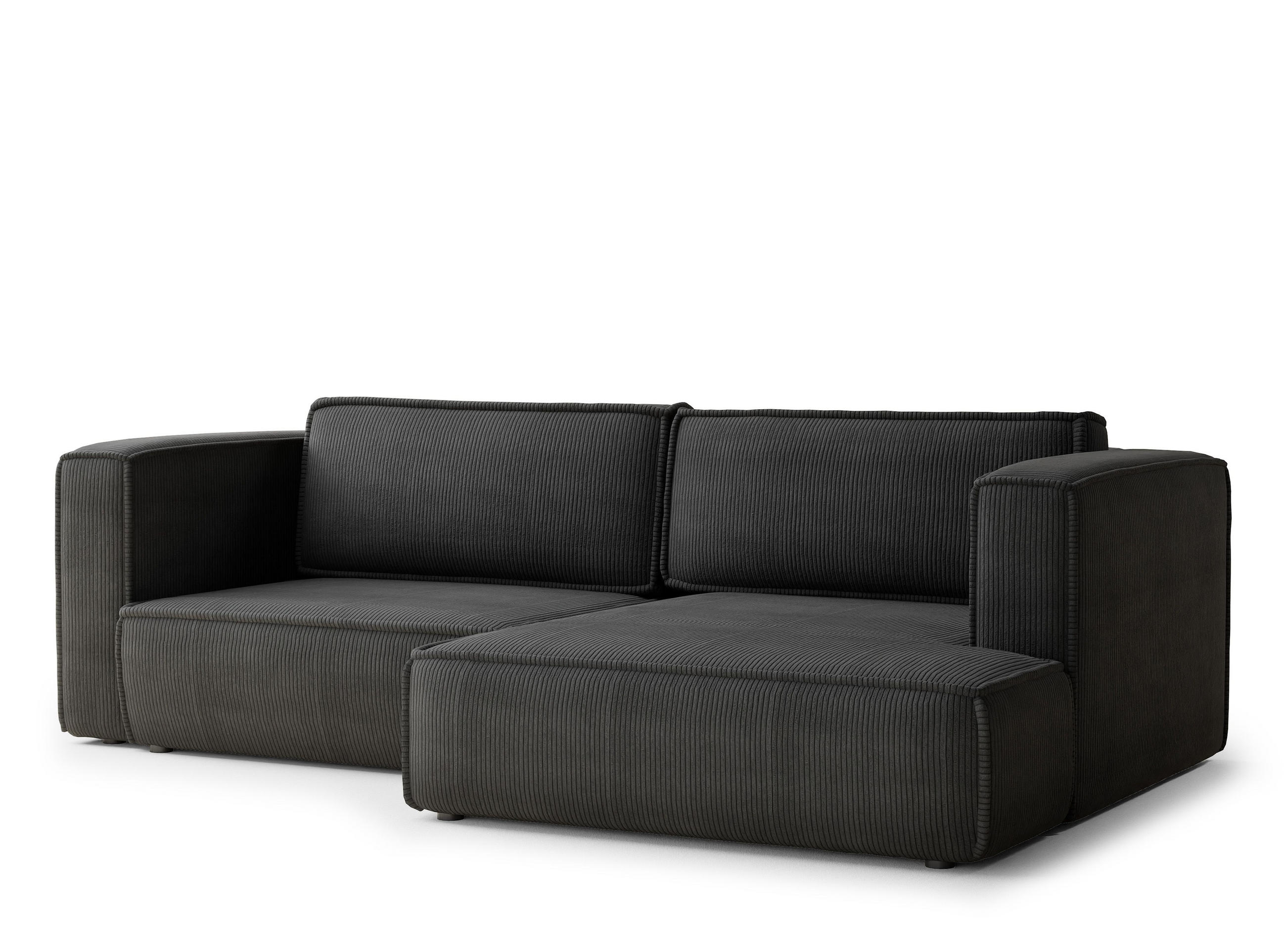 ECKSOFA MIT SCHLAFFUNKTION Velto Anthrazit Samtstoff - Anthrazit/Schwarz, Holz/Holzwerkstoff (250/152cm) - Maison de Reve