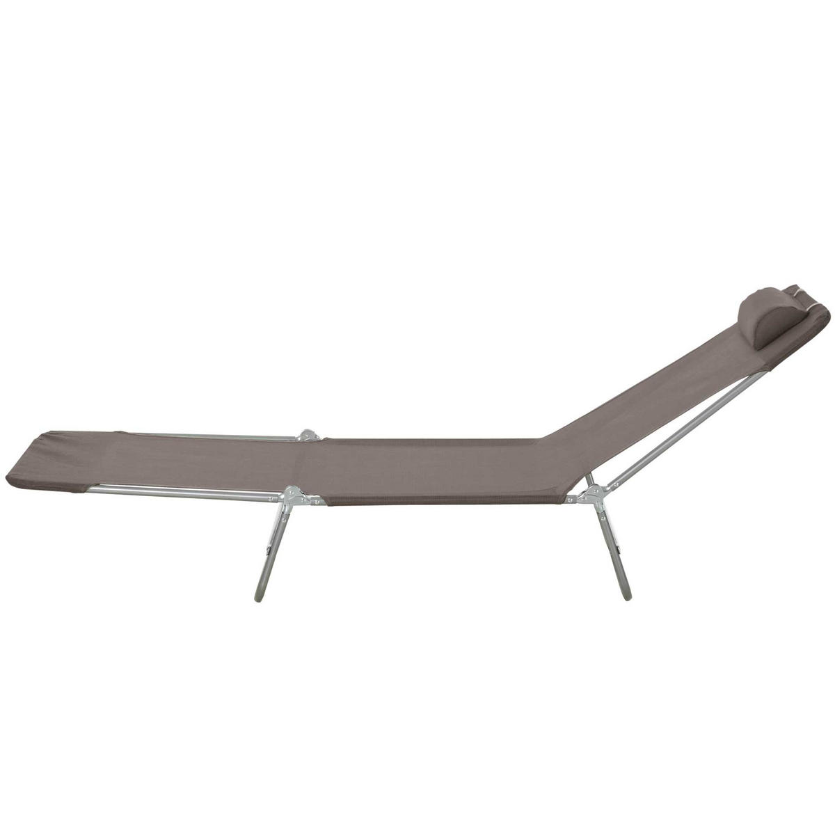 SONNENLIEGE klappbar verstellbar Gartenliege Liegestuhl Kopfkissen 5-Fach 120kg Braun - Braun, Metall (182/28/56cm)