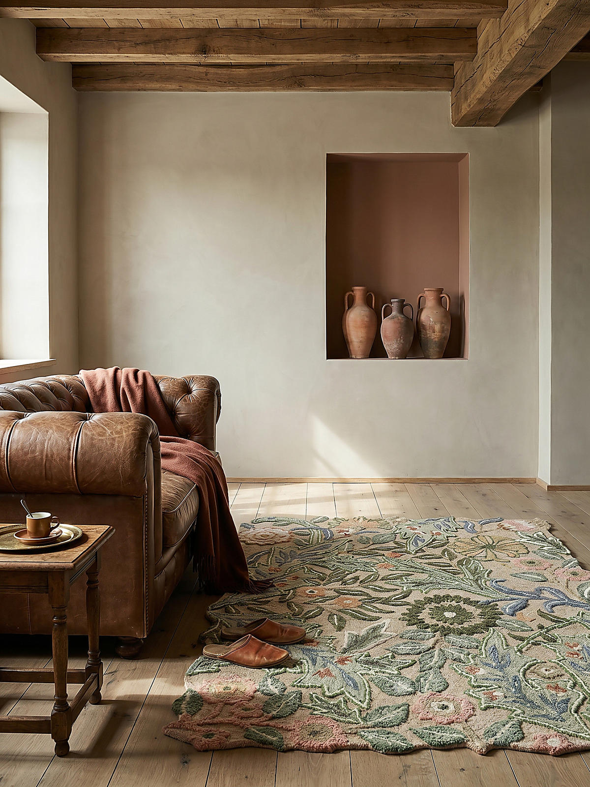 WOLLTEPPICH CHAR, floral, Grün, 200 x 290 cm - Grün, Textil (200/290cm) - KADIMA DESIGN